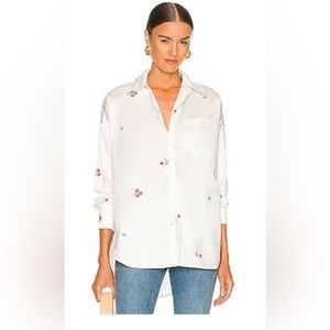 NWT Something Navy Embroidered Button Up Top ; Size: XS